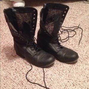 Madden Girl Lined Black Combat Boots
